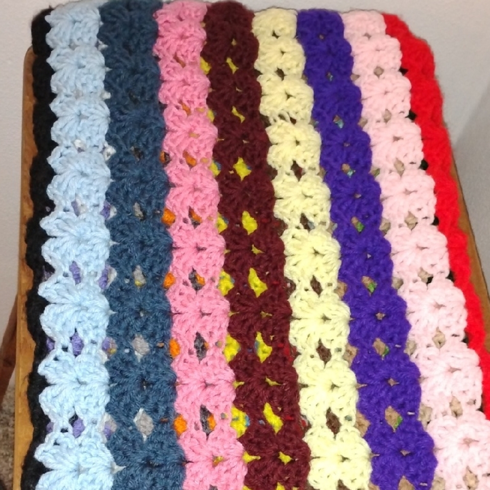 Vintage Every Color Imagined Soft Cozy Handmade Afghan Grannycore
